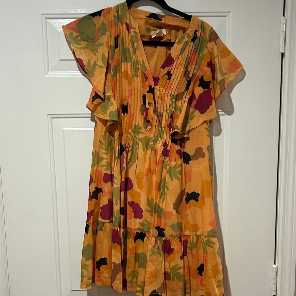 Maeve Floral Mini Dress - Orange, Red, Green
